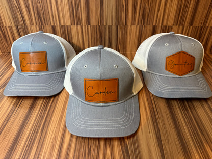 Leather Patch Trucker Hat - Youth - Name or Custom Design